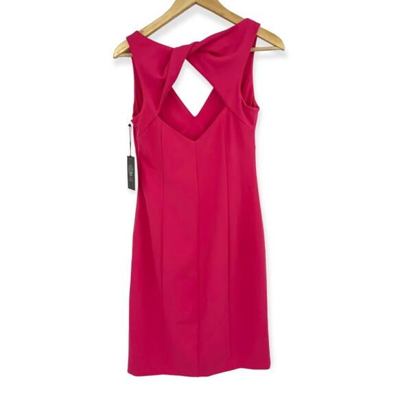 Vince Camuto Hot Pink Sleeveless V Neck Twist Back Dress Size 4 NWT - Picture 4 of 10